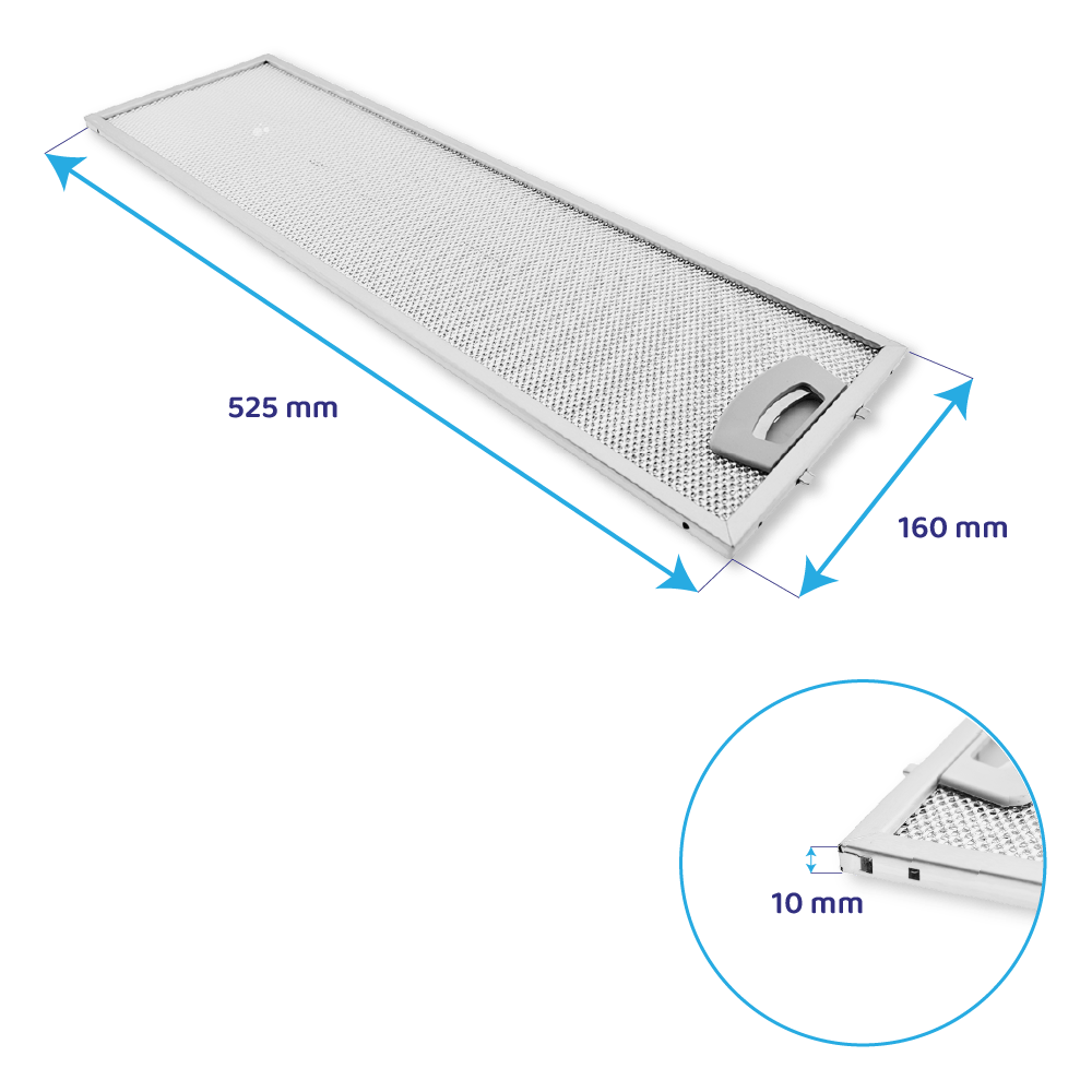 Filtre à graisse en métal 525x160mm d'origine Gorenje 113746