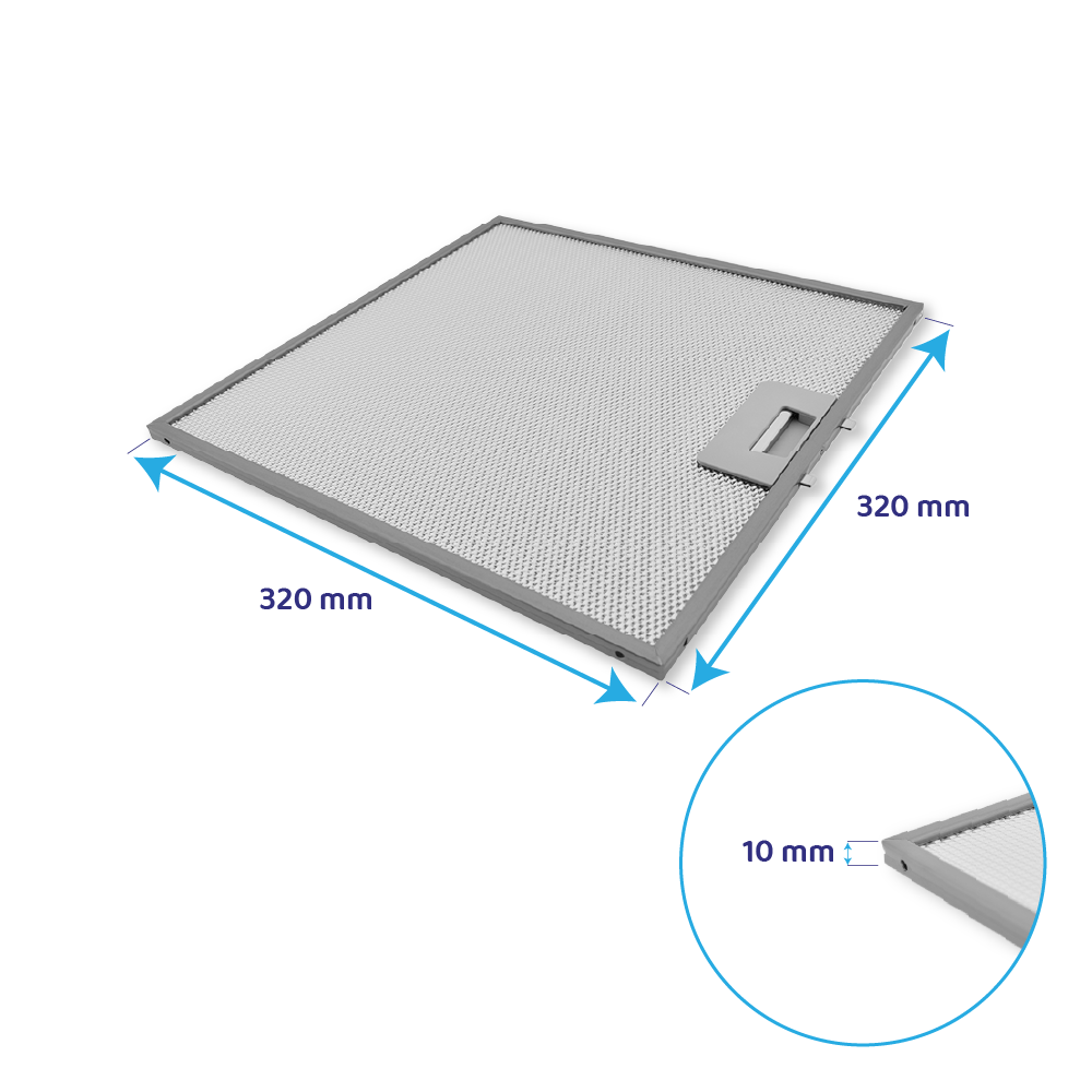 Filtre à graisse en métal 320x320mm d'origine Electrolux 50268967002